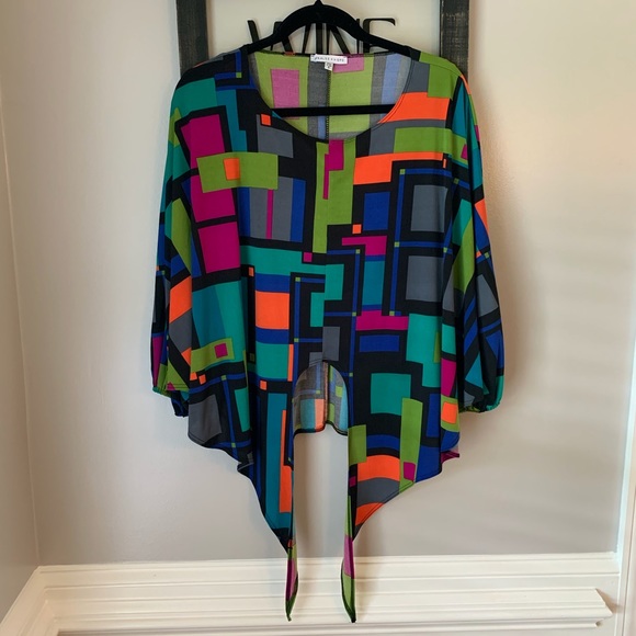 Annalee & Hope Retro Geometric Colorful Block Top - Picture 2 of 11
